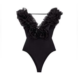 ZARA Women’s ruffled organza bodysuit🖤🖤